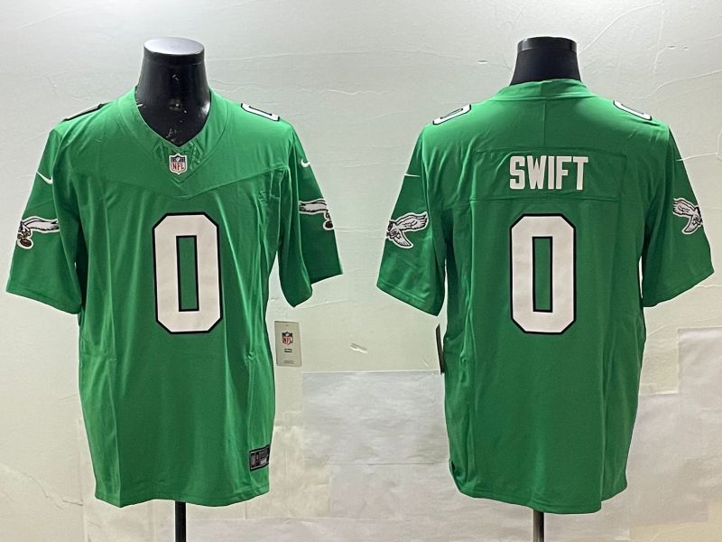 Men Philadelphia Eagles 0 Swift Green three generations 2025 Nike Vapor Limited NFL Jersey style 1